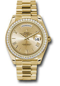 Rolex Yellow Gold Day-Date 40 Watch - Bezel - Champagne Bevelled Roman Dial - President Bracelet - 228348RBR chrp - Carbon Watch Company