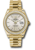 Rolex Yellow Gold Day-Date 40 Watch - Bezel - Silver Diagonal Motif Index Dial - President Bracelet - 228348RBR sdmip - Carbon Watch Company