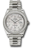 Rolex White Gold Oyster Perpetual Day-Date 40 - Diamond Bezel - Meteorite Baguette Diamond Dial - President Bracelet - 228349RBR mtbdp - Carbon Watch Company