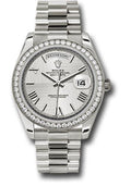 Rolex White Gold Day-Date 40 Watch - Bezel - Silver Quadrant Motif Bevelled Roman Dial - President Bracelet - 228349RBR sqmrp - Carbon Watch Company