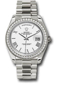 Rolex White Gold Day-Date 40 Watch - Bezel - White Bevelled Roman Dial - President Bracelet - 228349RBR wrp - Carbon Watch Company