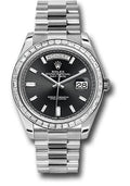 Rolex 950 Platinum Day-Date 40 Watch - Bezel - Black Baguette Diamond Dial - President Bracelet - 228396TBR bkbdp - Carbon Watch Company