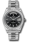 Rolex 950 Platinum Day-Date 40 Watch - Bezel - Black Index Dial - President Bracelet - 228396TBR bkip - Carbon Watch Company