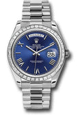 Rolex 950 Platinum Day-Date 40 Watch - Bezel - Blue Bevelled Roman Dial - President Bracelet - 228396TBR blrp - Carbon Watch Company