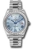 Rolex 950 Platinum Day-Date 40 Watch - Bezel - Ice Blue Quadrant Motif Bevelled Roman Dial - President Bracelet - 228396TBR ibqmrp - Carbon Watch Company