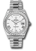 Rolex 950 Platinum Day-Date 40 Watch - Bezel - White Bevelled Roman Dial - President Bracelet - 228396TBR wrp - Carbon Watch Company
