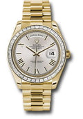 Rolex Yellow Gold Day-Date 40 Watch - Bezel - Silver Bevelled Roman Dial - President Bracelet - 228398TBR sdrp - Carbon Watch Company
