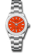 Rolex Oyster Perpetual 31 Watch - Domed Bezel - Coral Red Index Dial - Oyster Bracelet - 2020 Release - 277200 reio - Carbon Watch Company