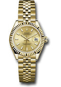 Rolex Yellow Gold Lady-Datejust 28 Watch - Fluted Bezel - Champagne Index Dial - Jubilee Bracelet - 279178 chij - Carbon Watch Company