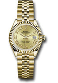 Rolex Yellow Gold Lady-Datejust 28 Watch - Fluted Bezel - Champagne Roman Dial - Jubilee Bracelet - 279178 chrj - Carbon Watch Company