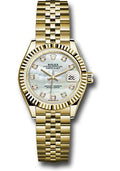 Rolex Yellow Gold Lady-Datejust 28 Watch - Fluted Bezel - Mother-of-Pearl Diamond Dial - Jubilee Bracelet - 279178 mdj - Carbon Watch Company