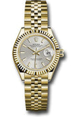 Rolex Yellow Gold Lady-Datejust 28 Watch - Fluted Bezel - Silver Index Dial - Jubilee Bracelet - 279178 sij - Carbon Watch Company