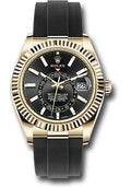 Rolex Yellow Gold Sky-Dweller Watch - Black Index Dial - Oysterflex Bracelet - 2020 Release - 326238 bki - Carbon Watch Company