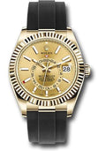 Rolex Yellow Gold Sky-Dweller Watch - Champagne Index Dial - Oysterflex Bracelet - 2020 Release - 326238 chi - Carbon Watch Company