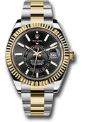 Rolex Yellow Rolesor Sky-Dweller Watch - Black Index Dial - Oyster Bracelet - 326933 bk - Carbon Watch Company