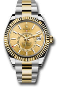 Rolex Yellow Rolesor Sky-Dweller Watch - Champagne Index Dial - Oyster Bracelet - 326933 ch - Carbon Watch Company