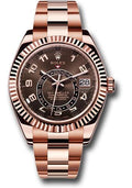 Rolex Everose Gold Sky-Dweller Watch - Chocolate Sunray Arabic Dial - Oyster Bracelet - 326935 cho - Carbon Watch Company