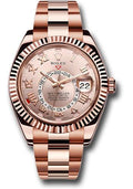 Rolex Everose Gold Sky-Dweller Watch - Sundust Sunray Roman Dial - Oyster Bracelet - 326935 su - Carbon Watch Company