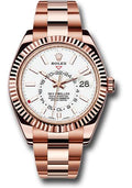 Rolex Everose Gold Sky-Dweller Watch - White Index Dial - Oyster Bracelet - 326935 w - Carbon Watch Company
