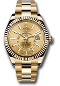 Rolex Yellow Gold Sky-Dweller Watch - Champagne Index Dial - Oyster Bracelet - 326938 chi - Carbon Watch Company