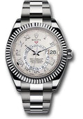 Rolex White Gold Sky-Dweller Watch - Ivory Satin Finish Roman Dial - Oyster Bracelet - 326939 iv - Carbon Watch Company