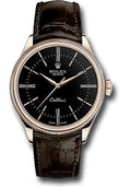Rolex Cellini Time Watch - Everose - Black Dial - Brown Leather Strap - 50505 bkbr - Carbon Watch Company
