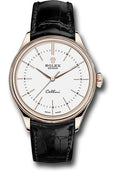 Rolex Cellini Time Watch - Everose - White Dial - Black Leather Strap - 50505 wbk - Carbon Watch Company