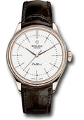 Rolex Cellini Time Watch - Everose Gold - White Dial - Brown Leather Strap - 50505 wbr - Carbon Watch Company