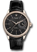 Rolex Cellini Date Watch - Everose Gold - Black Dial - Black Leather Strap - 50515 bkbk - Carbon Watch Company