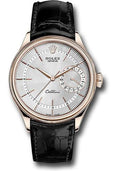 Rolex Cellini Date Watch - Everose - Silver Dial - Black Leather Strap - 50515 sbk - Carbon Watch Company