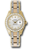 Rolex Yellow Gold Lady-Datejust Pearlmaster 29 Watch - 32 Diamond Bezel - Silver Diamond Dial - 80298bic sd - Carbon Watch Company