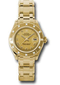 Rolex Yellow Gold Lady-Datejust Pearlmaster 29 Watch - 12 Diamond Bezel - Champagne Roman Dial - 80318 chr - Carbon Watch Company
