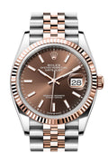 Rolex Datejust 36 Chocolate Dial Fluted Rose Gold Two Tone Jubilee Watch 126231 - Carbon Watch Company