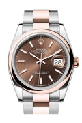 Rolex Datejust 36 Chocolate Dial Dome Rose Gold Two Tone Oyster Watch 126201 - Carbon Watch Company