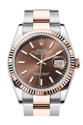 Rolex Datejust 36 Chocolate Dial Fluted Rose Gold Two Tone Oyster Watch 126231 - Carbon Watch Company