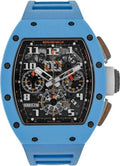 Richard Mille Chronograph RM11-FM Felipe Massa Baby Blue Ceramic 50mm Openworked Dial - Carbon Watch Company