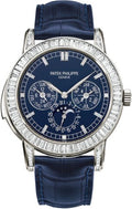 Patek Philippe Grand Complications Day-Date Annual Calendar Moon Phase 42mm Blue Index Platinum Diamond Set Automatic | 5073P-010 - Carbon Watch Company