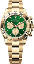 Rolex Cosmograph Daytona 40mm Yellow Gold Bright Green Golden Dial Yellow Gold Bezel Oyster Bracelet - 126508 - 2025 - Carbon Watch Company