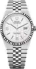 Rolex Land-Dweller 40 White Gold Oystersteel Intense White Honeycomb Motif Dial Fluted Bezel Flat Jubilee Bracelet 127334 - 2025 - Carbon Watch Company