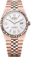 Rolex Land-Dweller 40 Everose Gold Intense White Honeycomb Motif Dial Fluted Bezel Flat Jubilee Bracelet 127335 - 2025 - Carbon Watch Company