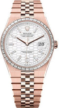 Rolex Land-Dweller 40 Everose Gold Intense White Honeycomb Motif Baguette Diamonds Set Dial Diamond Set Bezel Flat Jubilee Bracelet 127385TBR - 2025 - Carbon Watch Company