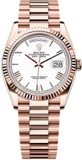 Rolex Day-Date 36 36mm White Dial Fluted Bezel President Bracelet - 128235 | 2024 Model - Carbon Watch Company