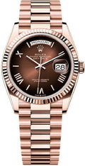 Rolex Day-Date 36 36mm Brown Ombré Dial Fluted Bezel President Bracelet - 128235 | 2024 Model - Carbon Watch Company