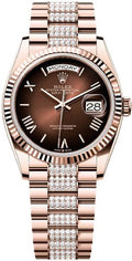 Rolex Day-Date 36 36mm Brown Ombré Dial Fluted Bezel President Bracelet - 128235 | 2024 Model - Carbon Watch Company