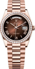 Rolex Day-Date 36 36mm Brown Ombré Dial Diamond Bezel President Bracelet - 128345RBR | 2024 Model - Carbon Watch Company