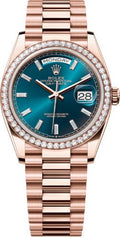Rolex Day-Date 36 36mm Blue-Green Diamond-Set Dial Diamond Bezel President Bracelet - 128345RBR | 2024 Model - Carbon Watch Company