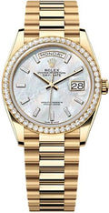 Rolex Day-Date 36 36mm White MOP Diamond-Set Dial Diamond-Set Bezel President Bracelet - 128348RBR | 2024 Model - Carbon Watch Company
