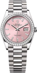 Rolex Day-Date 36 36mm Pink Diamond-Set Dial Diamond-Set Bezel President Bracelet - 128349RBR | 2024 Model - Carbon Watch Company