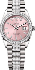 Rolex Day-Date 36 36mm Pink Diamond-Set Dial Diamond-Set Bezel with Diamond-Set President Bracelet - 128349RBR | 2024 Model - Carbon Watch Company