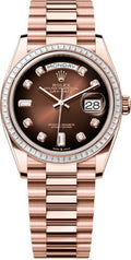 Rolex Day-Date 36 36mm Brown Ombré Diamond-Set Dial Diamond-Set Bezel President Bracelet - 128395TBR | 2024 Model - Carbon Watch Company